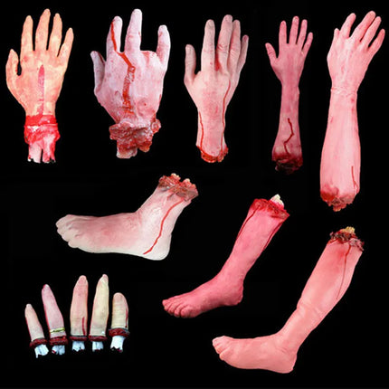 Halloween Horror Decoration Broken Finger Hand Bloody Props Scary Fake Leg Foot Brain Heart Halloween Prop Supplies