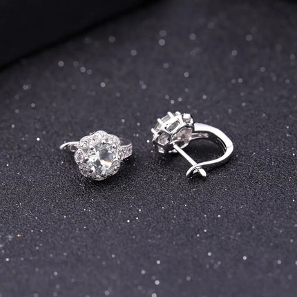 GEM'S BALLET 2.52Ct Natural Green Amethyst Flower Gemstone Earrings 925 Sterling Silver Elegant Stud Earrings for Women Jewelry