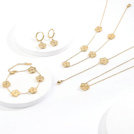 ALTERA Stainless Steel Hot Selling Golden Clover Adjustable Bracelet Luxury Five Leaf Flower Bracelet Jewelry For Women Gift