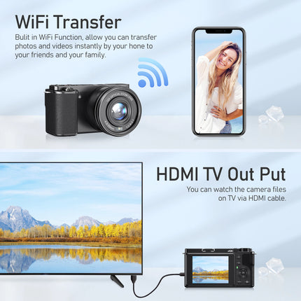 12X Optical Zoom SLR DSLR Camera 4K 64MP HD Digital Cameras For Photography Auto Focus Anti-Shake YouTube Video Vlog Camcorder