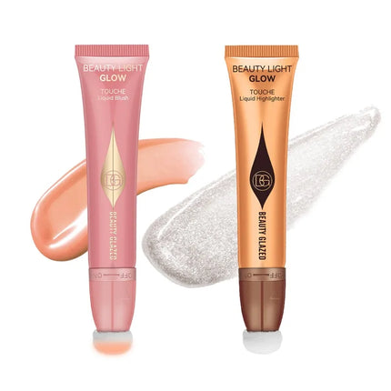 2-Pack Multipurpose Makeup Pencil Set, Shimmer Pearl Highlighter & 3D Contour Highlighter with Sponge Tip for Hair, Face, Body