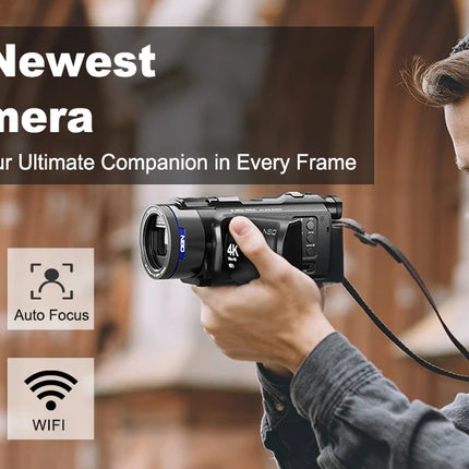 NBD 4K HD&48MP Camcorder Video Camera With Wi-Fi & App Control,Video Recorder with 3X Battery Life, 16X Zoom, 270° IPS Screen