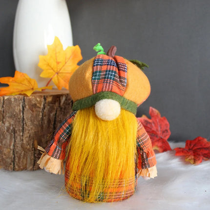 Fall Pumpkin Gnomes Handmade Fall Thanksgiving Gnome Plush Swedish Gnomes Ornaments Holiday Home Table Decorations Gifts