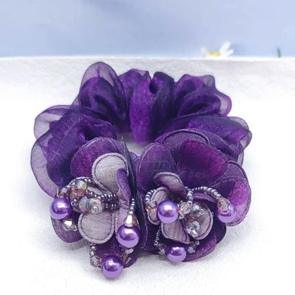 Bow Hair Fantaisie Tie  Elastic Hair Bands  Yarn Silk Flower  Headdress Elastique Cheveux Fille for Hair Accessories Woman