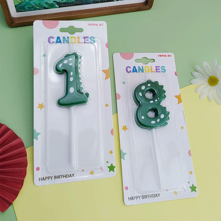 Green Dinosaur Numbers 0-9 Happy Birthday Cake Candle Children Prince Party Cartoon Dinosaur Cute Candle Decoration