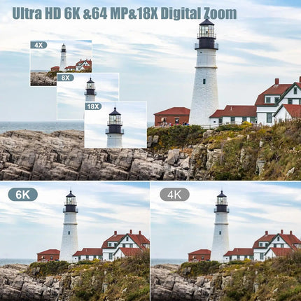 HD WIFI 6K Digital Camera 4.0 Touch Screen Video 270 Degree Rotation Night Vision 18X Digital Zoom