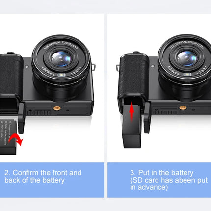 12X Optical Zoom SLR DSLR Camera 4K 64MP HD Digital Cameras For Photography Auto Focus Anti-Shake YouTube Video Vlog Camcorder