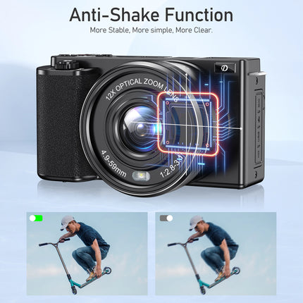 12X Optical Zoom SLR DSLR Camera 4K 64MP HD Digital Cameras For Photography Auto Focus Anti-Shake YouTube Video Vlog Camcorder
