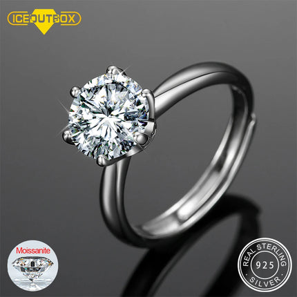 925 Sterling Silver 0.5-3CT Moissanite Ring For Women Resizable 6 Prong Setting D Color GRA Certificate Wedding Jewelry 2022 New