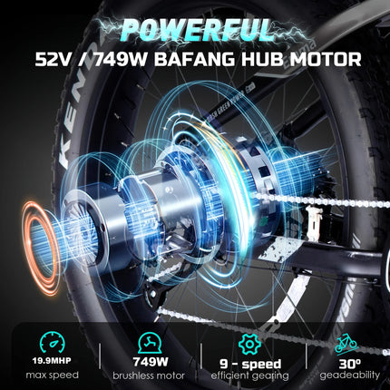 Electric Mountain Bike for Adults 52V 750W Motor 17Ah Battery