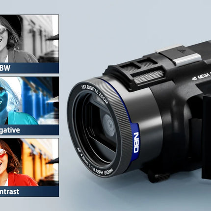 NBD 4K HD&48MP Camcorder Video Camera With Wi-Fi & App Control,Video Recorder with 3X Battery Life, 16X Zoom, 270° IPS Screen