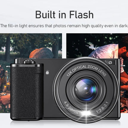 12X Optical Zoom SLR DSLR Camera 4K 64MP HD Digital Cameras For Photography Auto Focus Anti-Shake YouTube Video Vlog Camcorder