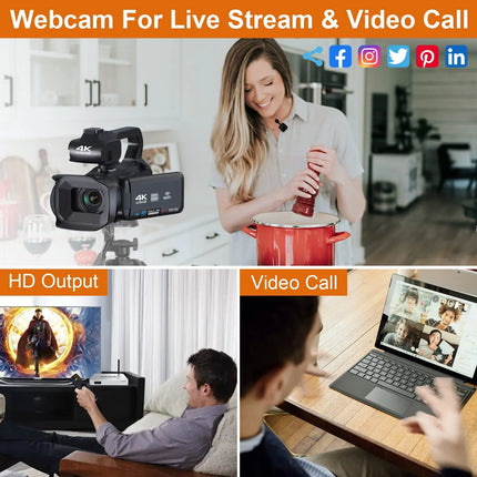 HD WIFI 6K Digital Camera 4.0 Touch Screen Video 270 Degree Rotation Night Vision 18X Digital Zoom