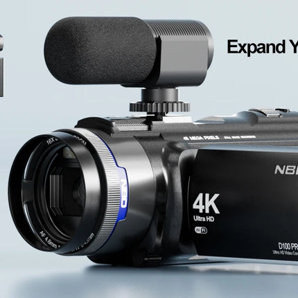 NBD 4K HD&48MP Camcorder Video Camera With Wi-Fi & App Control,Video Recorder with 3X Battery Life, 16X Zoom, 270° IPS Screen