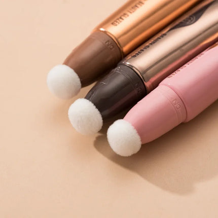 2-Pack Multipurpose Makeup Pencil Set, Shimmer Pearl Highlighter & 3D Contour Highlighter with Sponge Tip for Hair, Face, Body