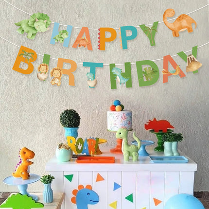 Dinosaur Happy Birthday Garland Banner Roar Dino Party Balloons Jungle Animal Safari 1st Kids Birthday Party Decoration Supplies