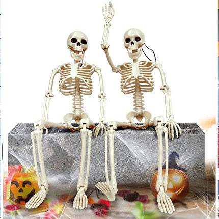 Halloween Movable Skeleton Fake Human Skull Bones Halloween Party Home Bar Decorations Haunted House Horror Props Ornament Toys