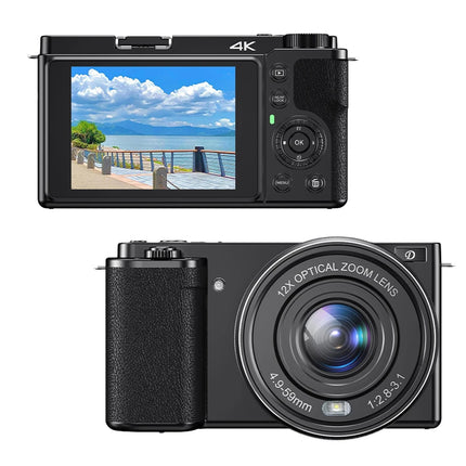12X Optical Zoom SLR DSLR Camera 4K 64MP HD Digital Cameras For Photography Auto Focus Anti-Shake YouTube Video Vlog Camcorder
