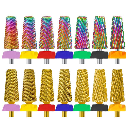 New Cross Cut 5in1 Tungsten Nail Drill Bits Carbide Left Right Hand Double Rotating Milling Cutter Manicure Polishing Tool 3/32"