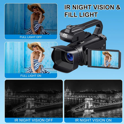 HD WIFI 6K Digital Camera 4.0 Touch Screen Video 270 Degree Rotation Night Vision 18X Digital Zoom