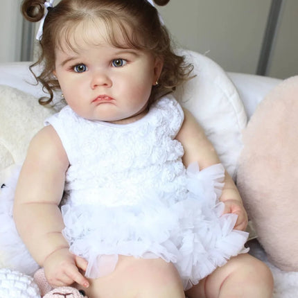 BZDOLL Realistic 60cm 24inch Soft Silicone Reborn Baby Doll With 3D-painting Skin and Vascular Vein Handmade Girl Birthday Gift
