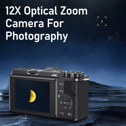 12X Optical Zoom SLR DSLR Camera 4K 64MP HD Digital Cameras For Photography Auto Focus Anti-Shake YouTube Video Vlog Camcorder