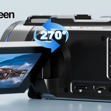 NBD 4K HD&48MP Camcorder Video Camera With Wi-Fi & App Control,Video Recorder with 3X Battery Life, 16X Zoom, 270° IPS Screen