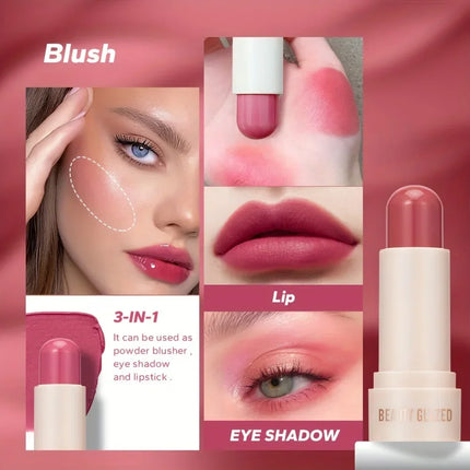 3Pcs Makeup Set Highlighter & Blush & Contour Sticks Waterproof Face Highlighter Blush Contouring Pen Finishing Makeup