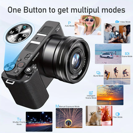 12X Optical Zoom SLR DSLR Camera 4K 64MP HD Digital Cameras For Photography Auto Focus Anti-Shake YouTube Video Vlog Camcorder
