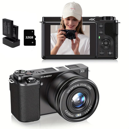 12X Optical Zoom SLR DSLR Camera 4K 64MP HD Digital Cameras For Photography Auto Focus Anti-Shake YouTube Video Vlog Camcorder