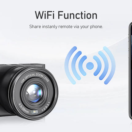 12X Optical Zoom SLR DSLR Camera 4K 64MP HD Digital Cameras For Photography Auto Focus Anti-Shake YouTube Video Vlog Camcorder