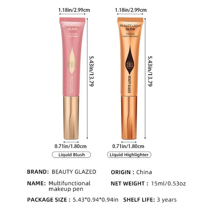 2-Pack Multipurpose Makeup Pencil Set, Shimmer Pearl Highlighter & 3D Contour Highlighter with Sponge Tip for Hair, Face, Body