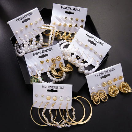 Butterfly Pearl Rhinestone Big Hoop Earrings Set - Trendy Women's Jewelry for Wedding and Parties
