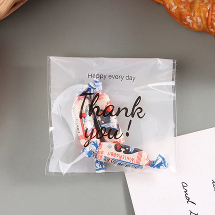 100Pcs Plastic Bag Thank you Cookie Bag Self-Adhesive Candy Bag For Wedding Birthday Party Gift Bag Biscuit Baking Packaging Bag