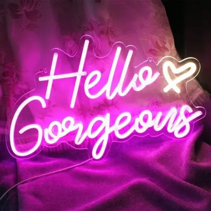 Pink Neon Sign Hello Gorgeous LED Neon Sign Custom For Wall Decor Wedding Party Neon Night Light For Girls Bedroom Bar Decor