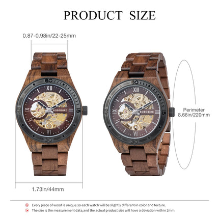 Top Luxury Men's Watches BOBO BIRD Mechanical Wristwatch Wooden Relogio Masculino Custom Father's Day Gift Wooden Box