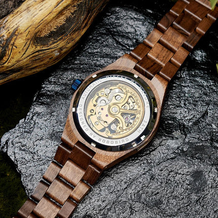 Top Luxury Men's Watches BOBO BIRD Mechanical Wristwatch Wooden Relogio Masculino Custom Father's Day Gift Wooden Box