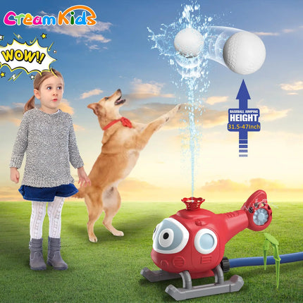 Kids Summer Outdoor Water Sprinkler Toy Set - Baseball Play, Cactus, Fire Hydrant, and Beach Toys for Yard and Lawn Parties - Fun for Kids and Pets