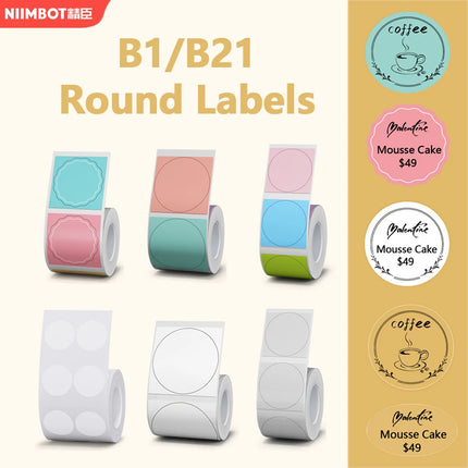 Niimbot Round Labels for B1/B21/B3S Label Maker Sticker Self-adhesive Waterproof  Thermal Sticker Label NIIMBOT Round Labels