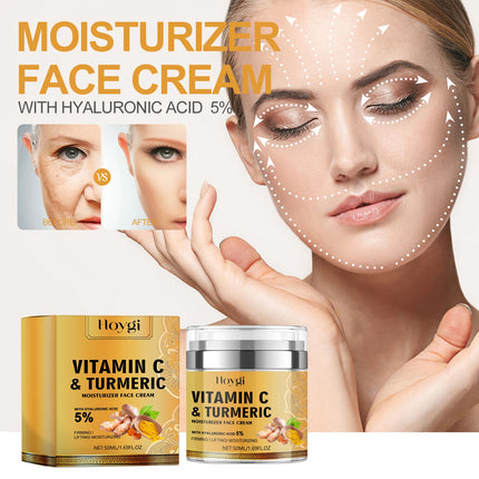 Hoygi Skin Care Whitening Anti Aging Brightening Dark Spots Winkles Removal Natural Vitamin C & Turmeric Moisturizer Face Cream