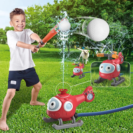 Kids Summer Outdoor Water Sprinkler Toy Set - Baseball Play, Cactus, Fire Hydrant, and Beach Toys for Yard and Lawn Parties - Fun for Kids and Pets