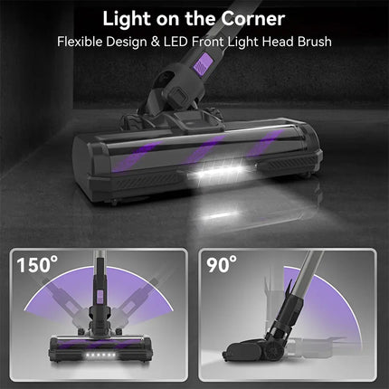 INSE Cordless Vacuum Cleaner, 30Kpa 350W Foldable Bagless Upright Vacuum Cleaner for Pet Hair Carpet Car Hard Floor