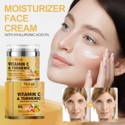 Hoygi Skin Care Whitening Anti Aging Brightening Dark Spots Winkles Removal Natural Vitamin C & Turmeric Moisturizer Face Cream