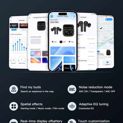 Beatfade S20 PRO Touch Screen ANC Wireless Earphones TWS Noise Cancelling Earbud Bluetoth 5.3 Support APP Long Battery life HiFi