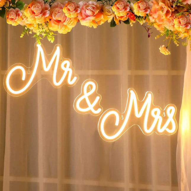 Custom Neon LED Mr&Mrs Personalized Neon Sign Customization For Wedding Party Decoration Bedroom Home Wall Decor Night Lamp