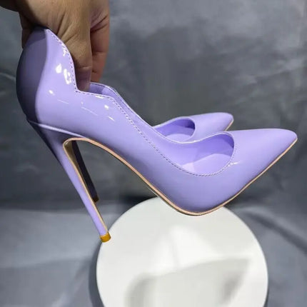 Thin High Heels 12cm Purple Wave Design Women'S Party Night Club Shoes  Pointed Toe Narrow Shoes Women 33-45 Size