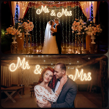 Custom Neon LED Mr&Mrs Personalized Neon Sign Customization For Wedding Party Decoration Bedroom Home Wall Decor Night Lamp