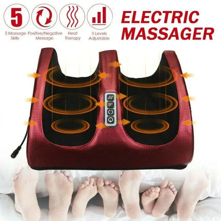 Electric Foot Massager Heated Roller Calf Relief Fatigue Shiatsu Kneading Deep Tissue Muscles Vibrator Machine Full Body Relaxed