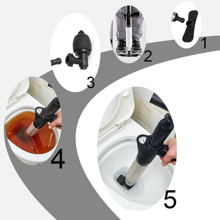 Toilet Plunger High Pressure Drain Plunger Dredge Clog Remover Sewer Pipe Unblocker Air Drain Blaster