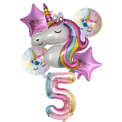 Unicorn Balloon 1st Birthday Party Decorations Kids Globo baby shower first Number inflatable Helium Foil Balloons new year 2023